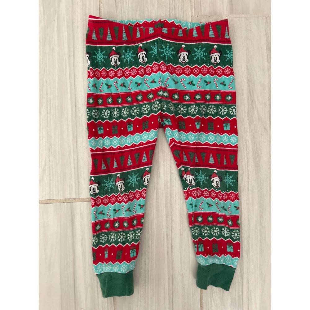 Disney Mickey Mouse Christmas Holiday Pajama Pants Toddler Size 2 Fair Isle Red